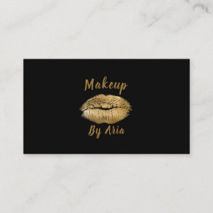 Carte De Visite Glam Gold Lips Kiss Black Maquilleur
