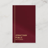 Carte De Visite Glam Gold Look Texte Modèle Bourgogne Rouge Luxe (Devant)