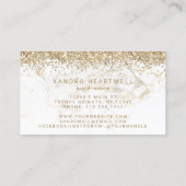 Carte De Visite Glam Gold Marbre Blanc Paillettes Script (Dos)