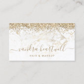 Carte De Visite Glam Gold Marbre Blanc Paillettes Script (Devant)