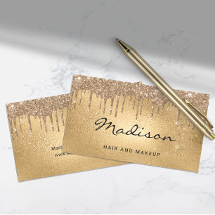 Carte De Visite Glam Gold Parties scintillant métallique Poils et 