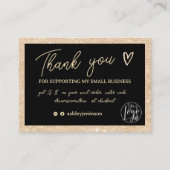 Carte De Visite Glam Gold Parties scintillant noir logo de command (Devant)