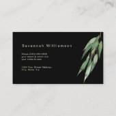 Carte De Visite Glam Green Gold Eucalyptus Black personnalisable (Dos)
