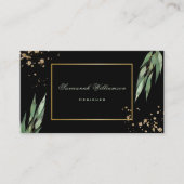 Carte De Visite Glam Green Gold Eucalyptus Black personnalisable (Devant)