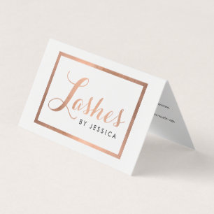 Carte De Visite Glam Lashes Script Texte Rose Gold Aftercare