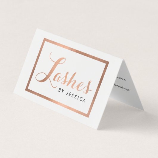Carte De Visite Glam Lashes Script Texte Rose Gold Aftercare (Devant)