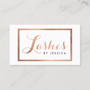 Carte De Visite Glam Lashes Script Texte Rose Or encadré