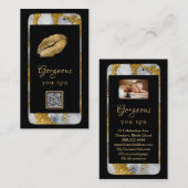 Carte De Visite *~* Glam Luxe Téléphone cellulaire Gold QR LOGO Ph (Devant / Derrière)