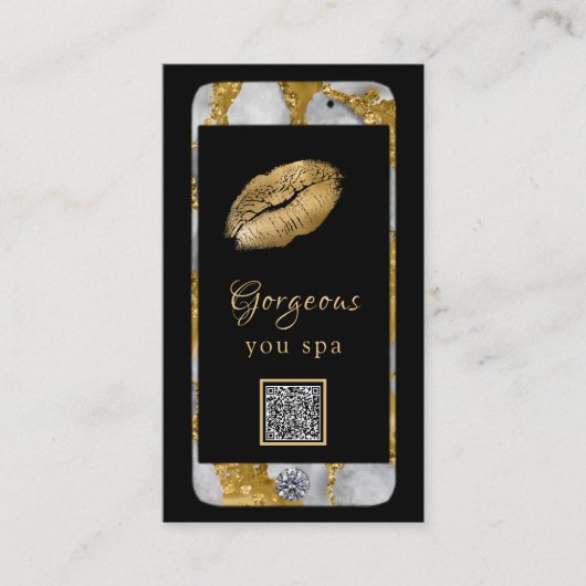 Carte De Visite *~* Glam Luxe Téléphone cellulaire Gold QR LOGO Ph (Devant)