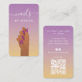 Carte De Visite Glam Main Leopard ongle Imprimer Qr Code Médias so (Devant / Derrière)