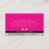 Carte De Visite GLAM MAKEUP brush script argent parties scintillan (Dos)