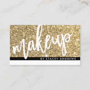 Carte De Visite GLAM MAKEUP pinceau en or lettré parties scintilla