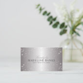 Carte De Visite Glam Metallic Argent Parties scintillant Beauté Pr (Debout devant)