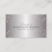 Carte De Visite Glam Metallic Argent Parties scintillant Beauté Pr (Devant)