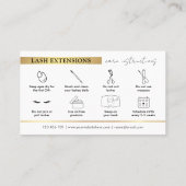 Carte De Visite Glam Modern Gold Lash Extensions (Dos)