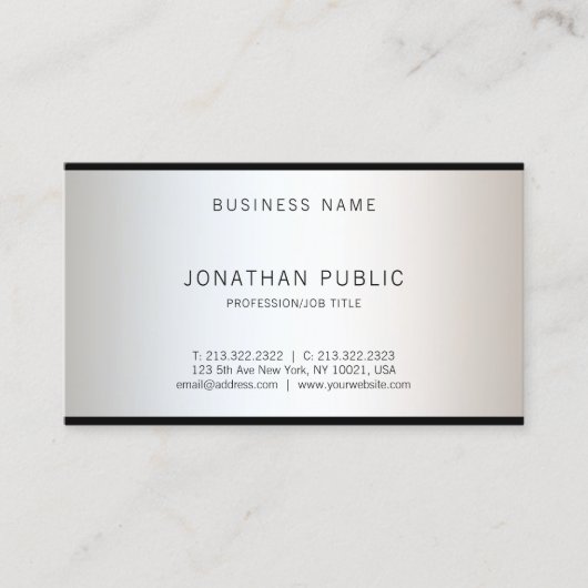 Carte De Visite Glam moderne Design élégant Professionnel Top Plai (Devant)