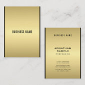 Carte De Visite Glam Moderne Professionnel Élégant Noir Et Or (Devant / Derrière)