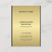 Carte De Visite Glam Moderne Professionnel Élégant Noir Et Or (Dos)