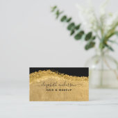 Carte de visite Glam moderne Script Black Gold (Debout devant)