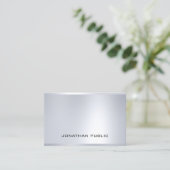 Carte De Visite Glam moderne Silver Graceful Professional Plain To (Debout devant)