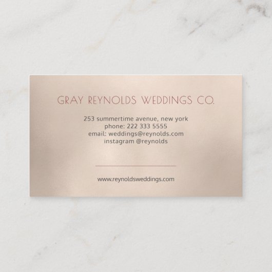 Carte De Visite Glam Monogramme Aquarelle Wedding planner Floral (Dos)