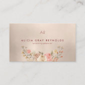 Carte De Visite Glam Monogramme Aquarelle Wedding planner Floral (Devant)