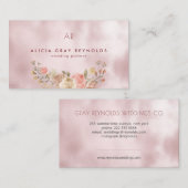 Carte De Visite Glam Monogramme Rose or Wedding planner Floral (Devant / Derrière)