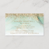 Carte De Visite Glam Or Vert Marbre Paillettes Script (Dos)