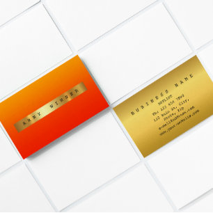 Carte De Visite Glam Orange Rouge Ombre Vip Golden Foil