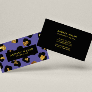 Carte De Visite Glam Parties scintillant Gold violet Empreinte de