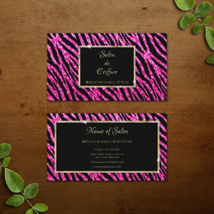 Carte De Visite Glam Parties scintillant rose chaud Zebra Impressi