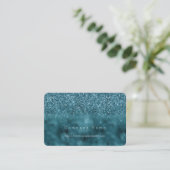 Carte De Visite Glam Parties scintillant turquoise Glitz (Debout devant)
