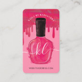 Carte De Visite Glam Pink Drives Clou Polonais bouteille Monogramm (Devant)