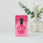 Carte De Visite Glam Pink Drives Clou Polonais bouteille Monogramm (Debout devant)
