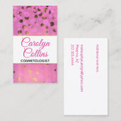 Carte de visite Glam Pink et Gold Confetti (Devant / Derrière)
