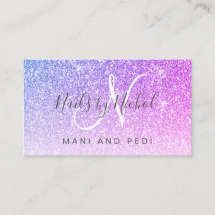Carte De Visite Glam Pink Purple Parties scintillant Mani Pedi Nai