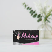 Carte De Visite Glam Pink Silver Diamonds Artiste maquillage MUA (Debout devant)