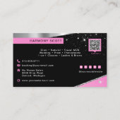 Carte De Visite Glam Pink Silver Diamonds Artiste maquillage MUA (Dos)