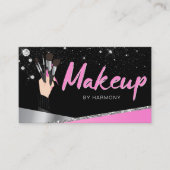 Carte De Visite Glam Pink Silver Diamonds Artiste maquillage MUA (Devant)