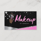 Carte De Visite Glam Pink Silver Diamonds Artiste maquillage MUA (Devant)