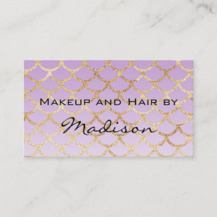 Carte De Visite Glam Purple & Gold Mermaid Artiste maquillage Part
