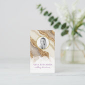 Carte De Visite *~* Glam QR Agate ivoire Parties scintillant en or (Debout devant)