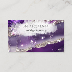 Carte De Visite *~* Glam QR Agate Purple Silver Parties scintillan