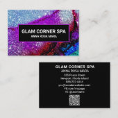 Carte De Visite *~* Glam Rainbow QR Parties scintillant Glitz Luxe (Devant / Derrière)