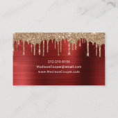 Carte De Visite Glam Red Metal Gold Parties scintillant Poils et m (Dos)