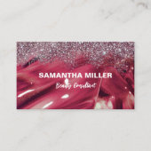 Carte De Visite Glam Red Pink Marble Parties scintillant de beauté (Devant)