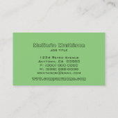 Carte de visite Glam Rétro, Vert Menthe (Dos)