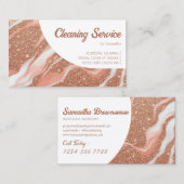 Carte De Visite Glam rose en marbre doré (Devant / Derrière)