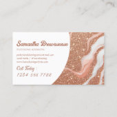 Carte De Visite Glam rose en marbre doré (Dos)