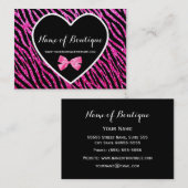 Carte De Visite Glam rose et noir Zebra FAUX Glitz Boutique (Devant / Derrière)